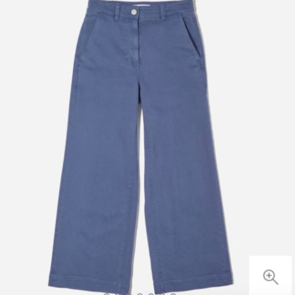 Everlane Wide Leg Crop Pant In Blue